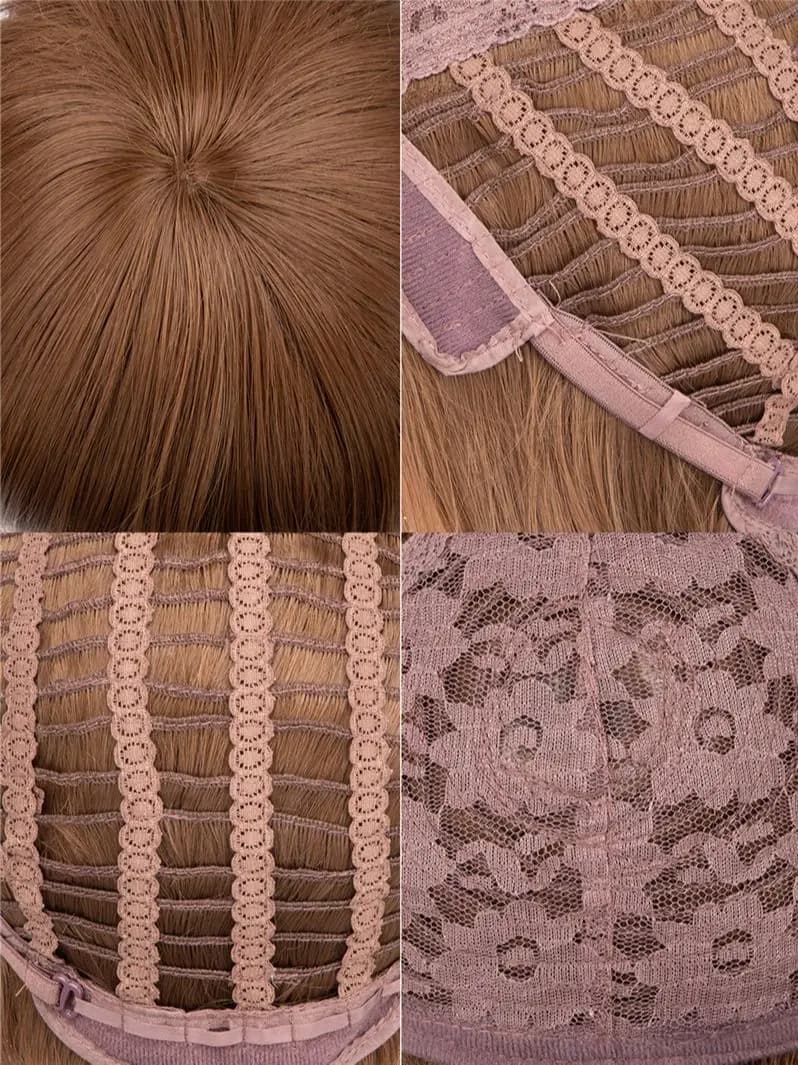 Perruque synthétique courte et lisse à tête de mulet Blonde avec frange, perruque moelleuse de jeu d