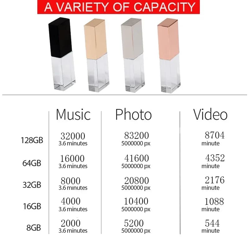 JASTER 10 PCS LOT Crystal USB 3.0 Flash Drives Cadeau De Mariage Pen Drive Logo Personnalisé Gratuit