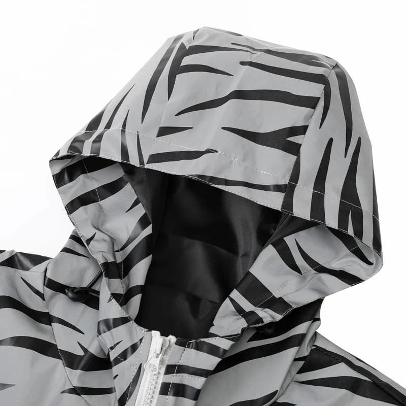 Vestes réfléchissantes imprimées zèbre pour hommes, Hip Hop, à capuche, mode, coupe-vent, lumineux, 