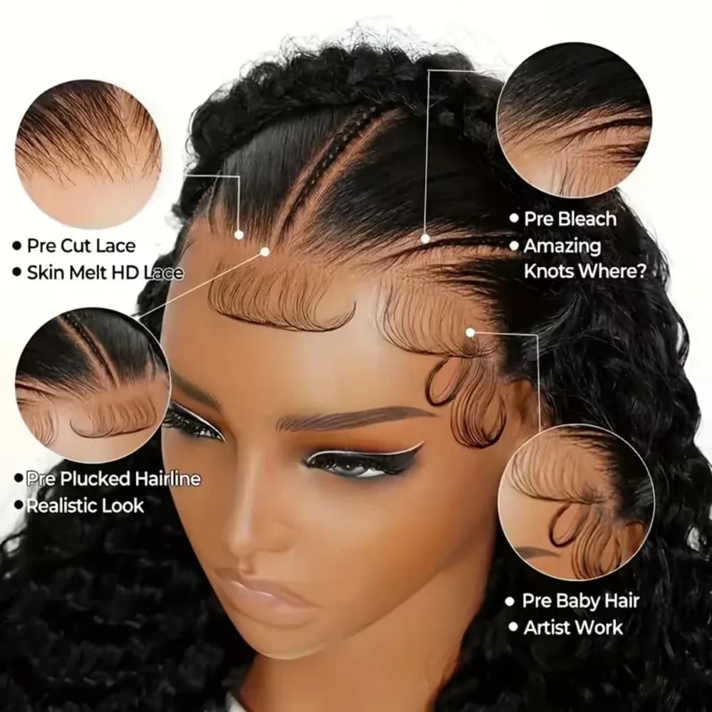250% densité Jerry bouclés vague 13x6 perruques de cheveux humains 13x4 HD Transparent dentelle fron