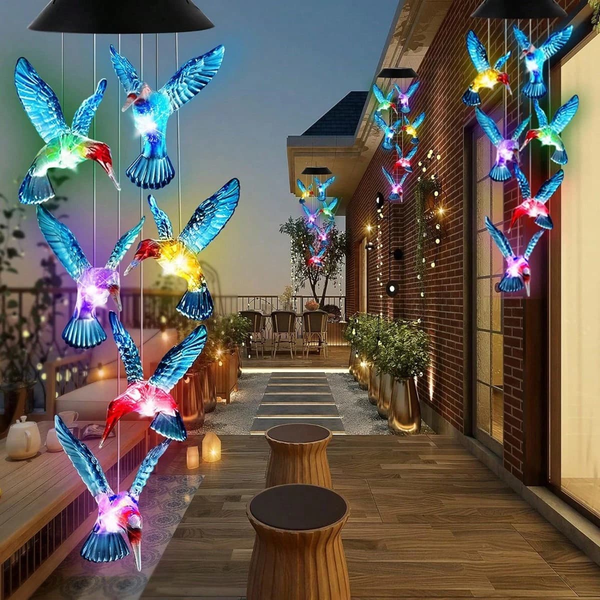 Colibri carillon éolien solaire lumière LED lanterne solaire extérieure étanche changement de couleu