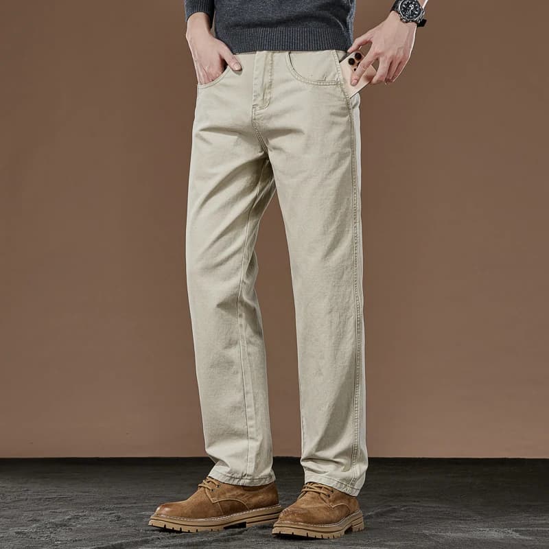 100% coton pantalons droits décontractés automne nouvelle mode ample confortable épaissi pantalons d