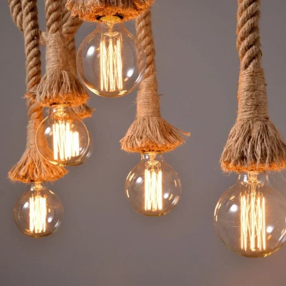 Industriel E27 Vintage chanvre corde pendentif lumières grenier personnalité éclairages intérieurs p