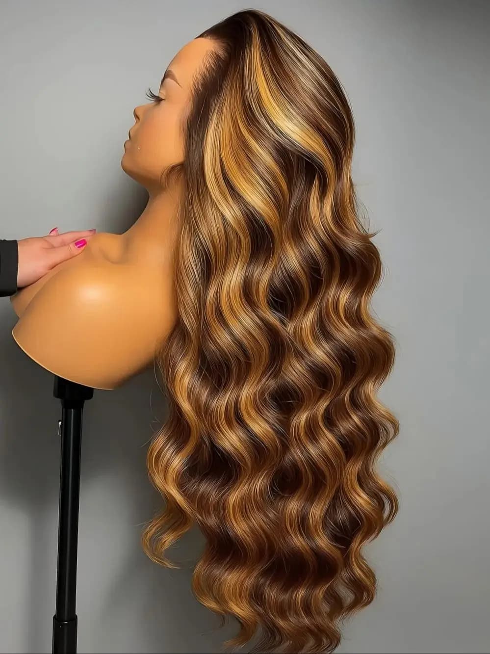 Perruques Lace Front 13x4 HD Highlight Body Wave en Cheveux Humains pour Femmes, Sans Colle, Pré-Plu