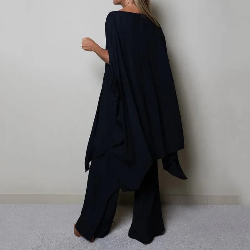 Haut à manches chauve-souris à col rond et pantalon long pour femmes, tenues décontractées, vintage,