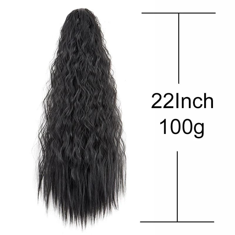 22 pouces synthétique longue crépus bouclés queue de cheval Extension de cheveux cordon enveloppé pi