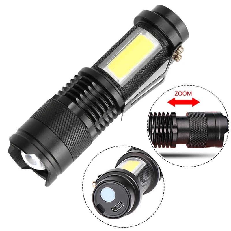 Batterie intégrée XP-G Q5 LED Zoom Focus Mini lampe de poche LED lampe torche lanterne réglable Penl