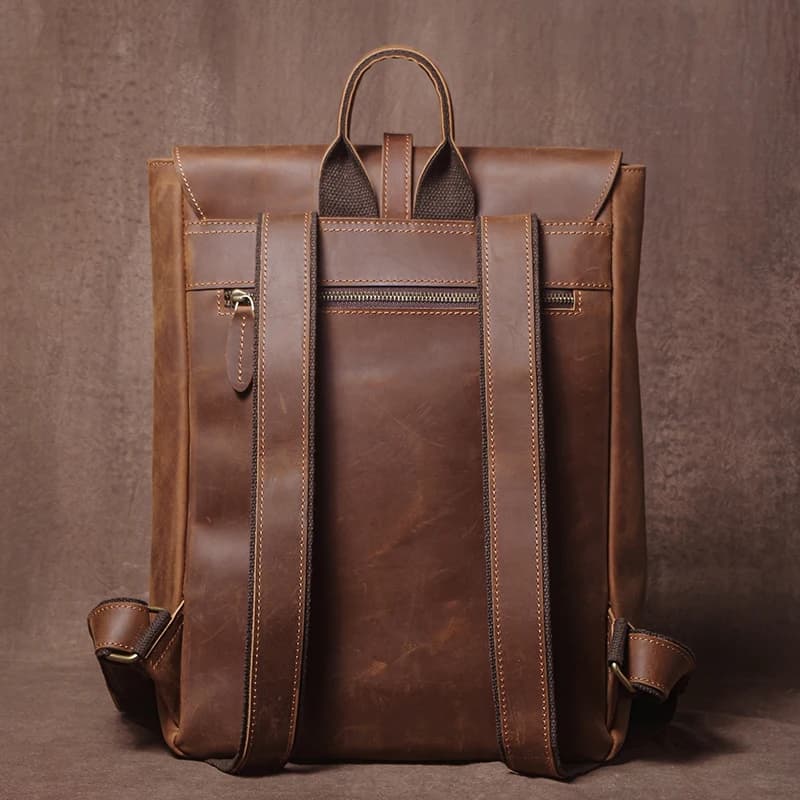 GURO – sac à dos rétro en cuir véritable pour hommes et femmes, sac de voyage à rabat Simple, en cui