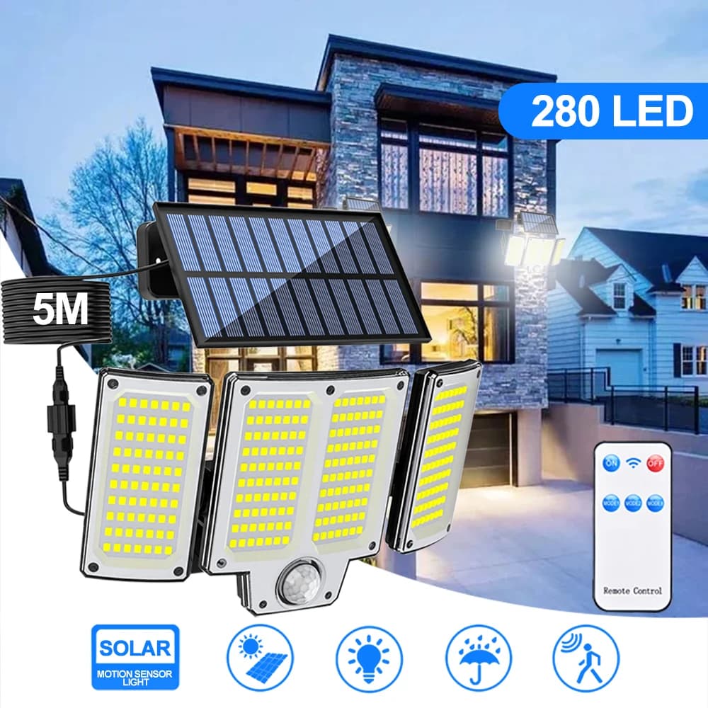 LED lumières de sécurité solaires capteur de mouvement extérieur 234/280/226LED projecteur IP65 étan