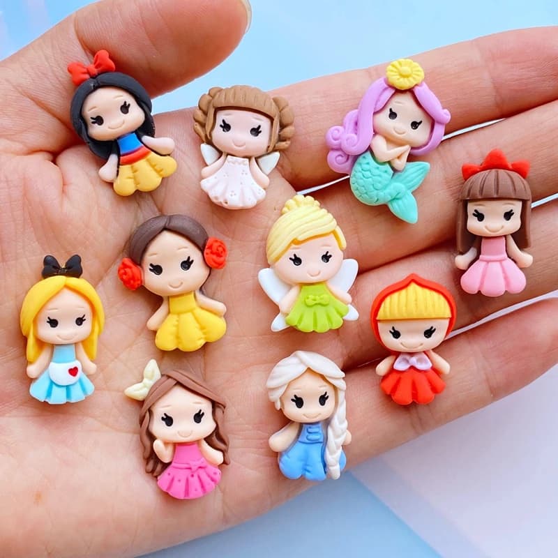 10 pièces nouveau mignon résine Mini dessin animé princesse dos plat Scrapbook Kawaii bricolage ameu
