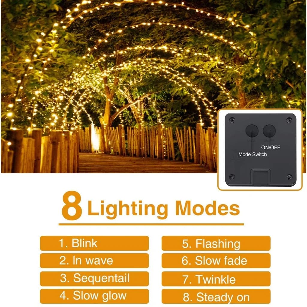 Guirlande lumineuse solaire LED d'extérieur, 8Modes, imperméable, décoration de jardin, fil de cuivr