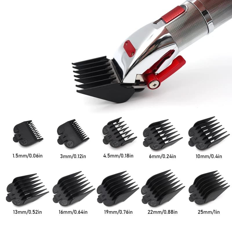 Peignes de coupe de cheveux pour Machine professionnelle, 1.5-25mm, 10 pièces, protections universel