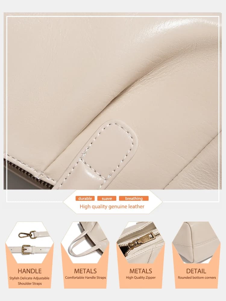Sac à main en cuir véritable pour femme Zency, petit sac à bandoulière blanc de haute qualité, sac à