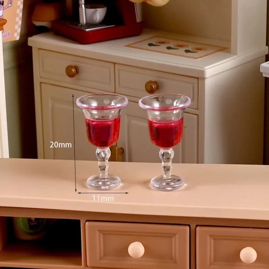 Verre à vin rouge miniature, accessoires de scène pour maison de poupée, accessoires de présentation