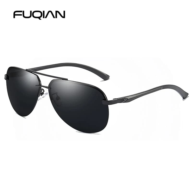 Lunettes de soleil polarisées pilote sans bords pour hommes et femmes, lunettes de soleil en alumini