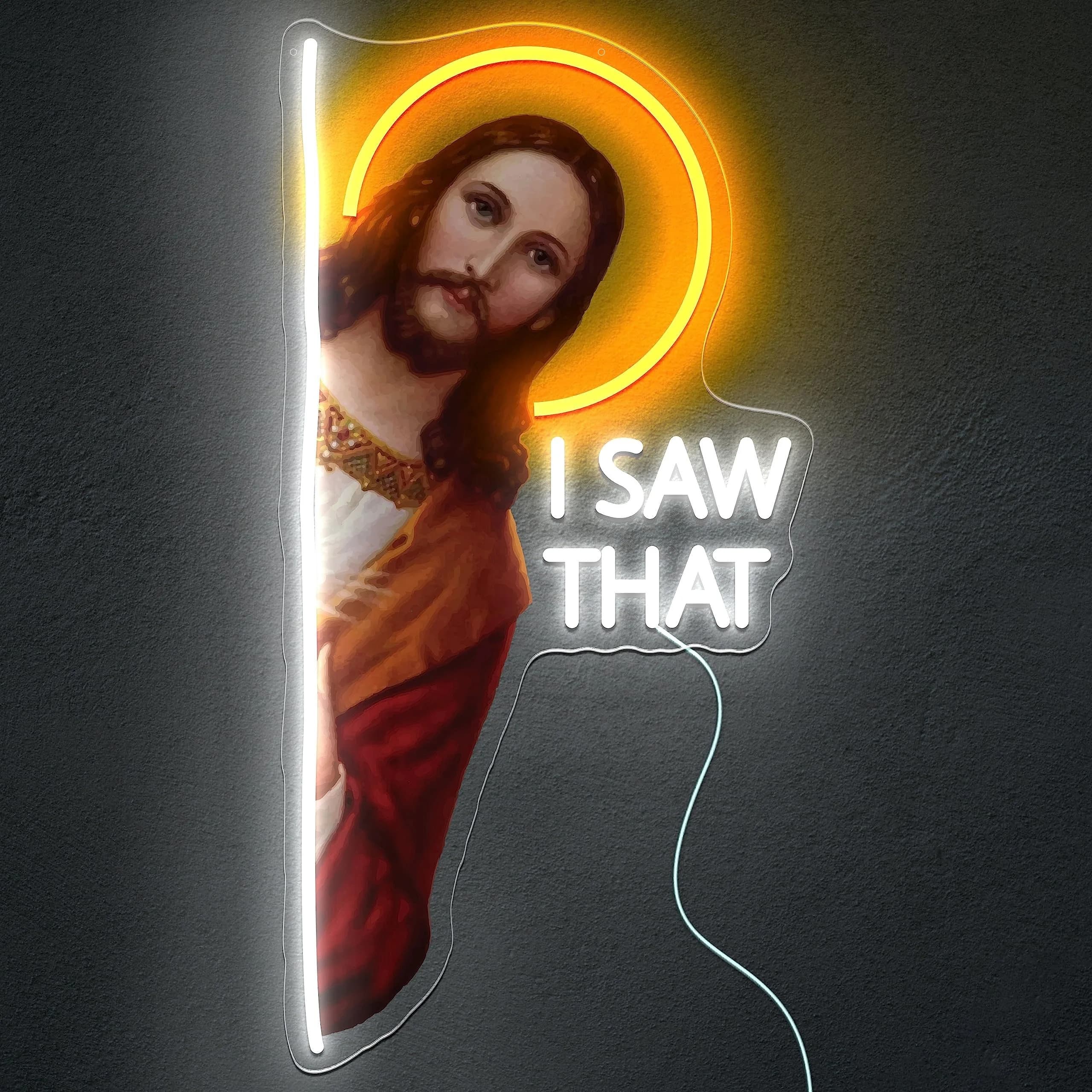 J'ai vu ce enseigne au néon dieu décoration murale au néon avec luminosité réglable lumière LED déco