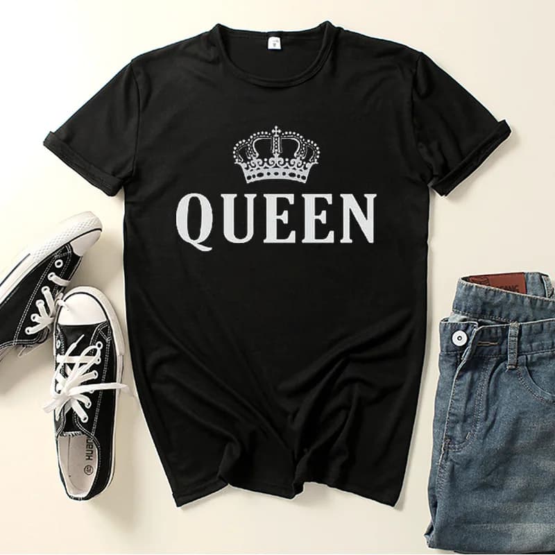 T-shirt à Manches Courtes et Col Rond pour Homme et Femme, Vêtement à la Mode, dériv, Reine, Couronn