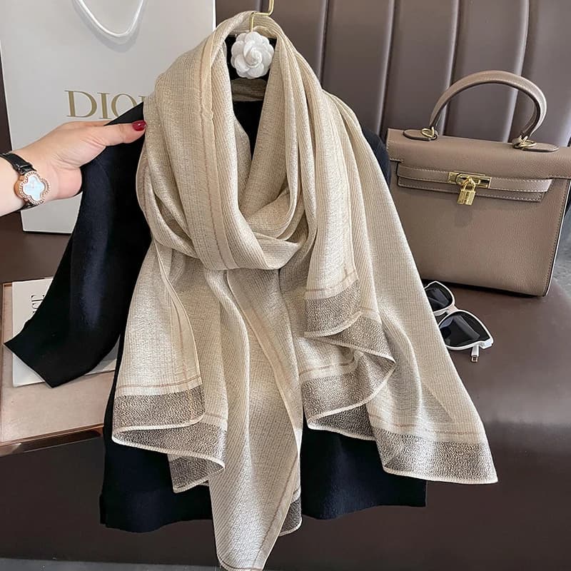 Écharpe chaude en laine de soie solide pour femme, châle enveloppant, Bufanda Floral Pashmina, luxe,