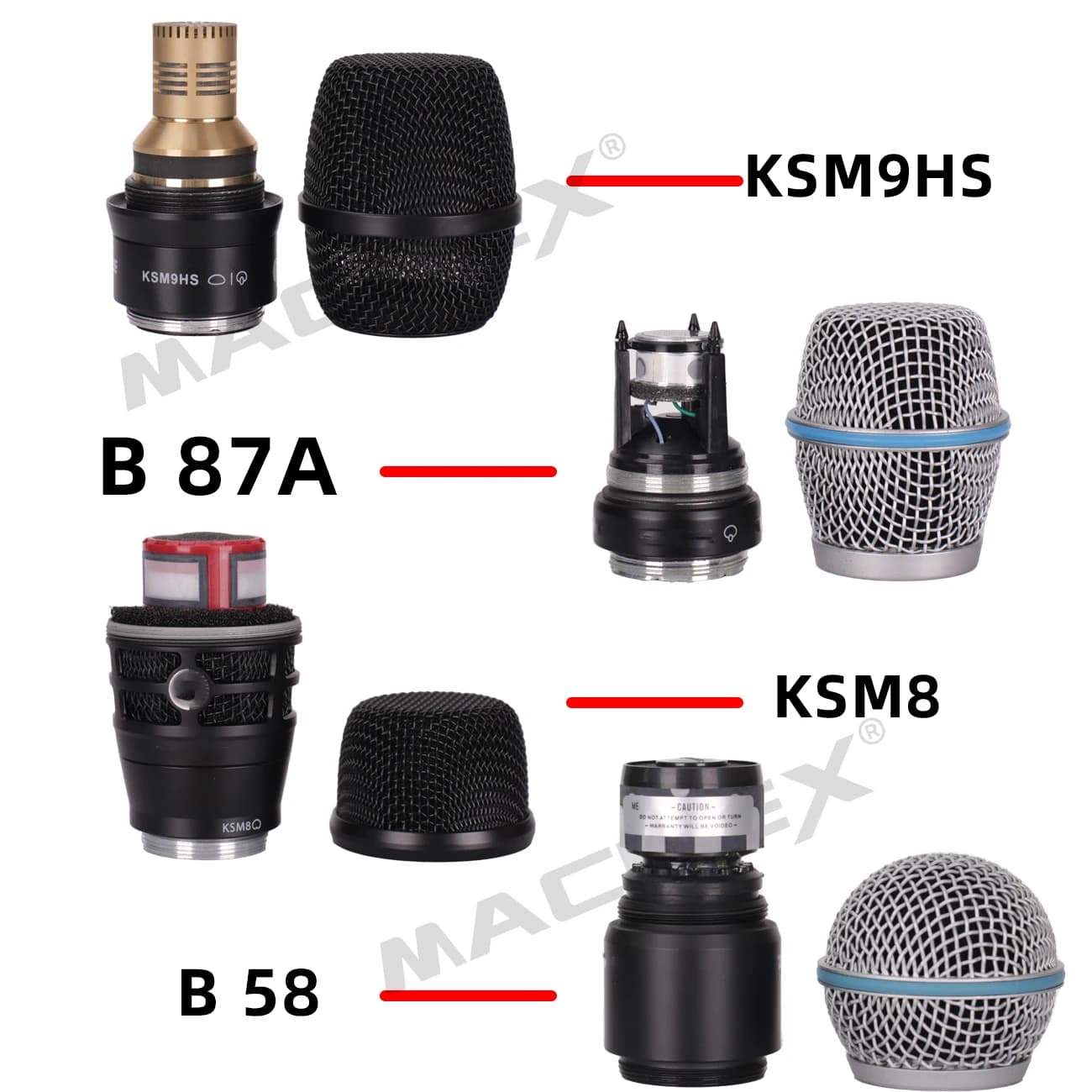 UDZANA Microphone sans fil Capsule condensateur Beta87A KSM9HS KSM11 ajustement main Microfone Capsu
