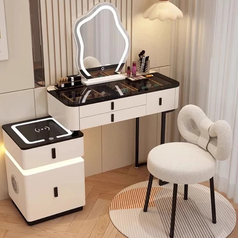 Organisateur de bijoux luxe vanité Table miroir lumières tiroirs nordique filles coiffeuse maquillag
