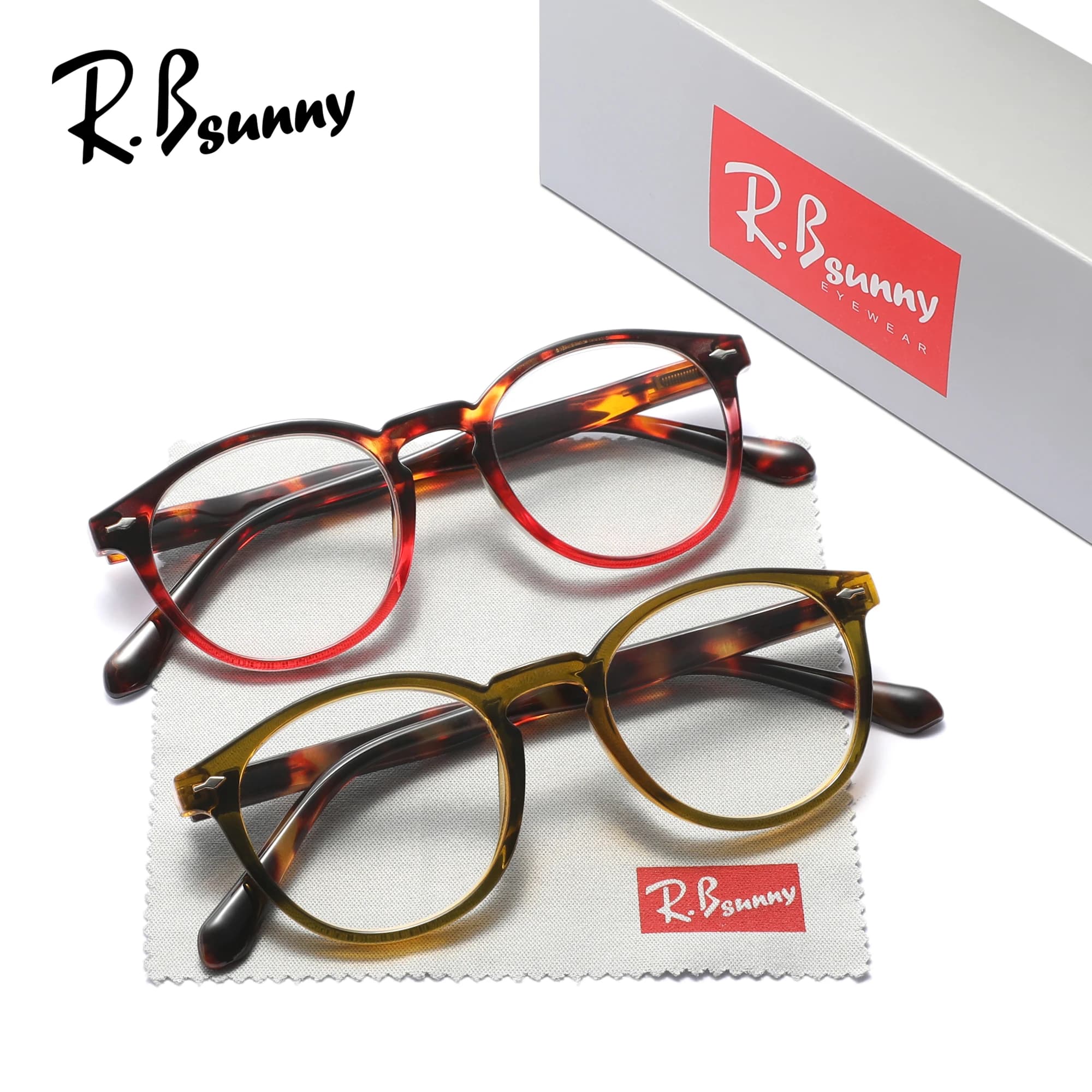 Lunettes de lecture rondes pour hommes et femmes, 2 pièces, monture de couleur Chic, Anti-lumière bl
