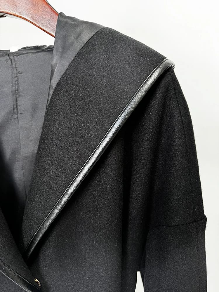 HIGH STREET Nouveauté 2026 Manteau de créateur pour femme en mélange de laine à manches chauve-souri