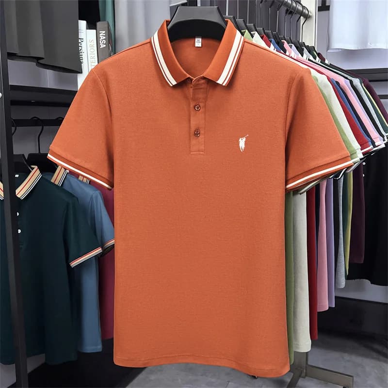 Polo à manches courtes 100% coton marque haut de gamme Paul Pony broderie rayures Été luxe respirant