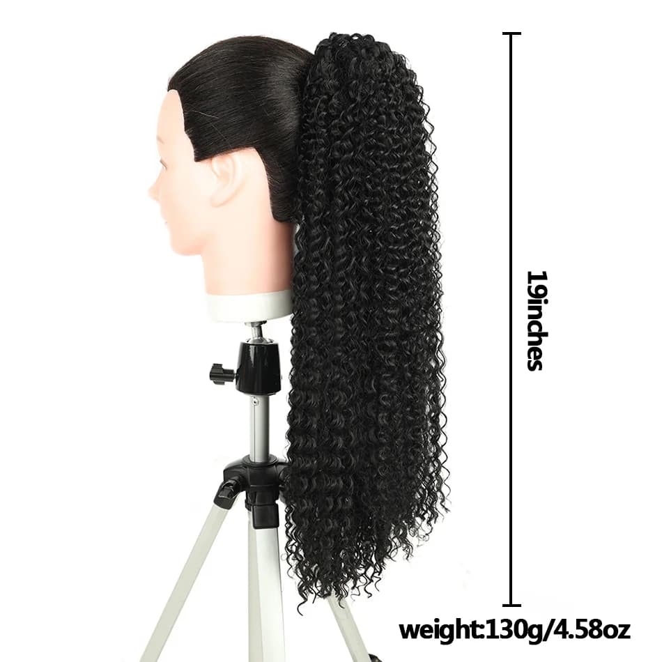 24 pouces crépus bouclés queue de cheval doux synthétique Extension de cheveux cordon queue de cheva