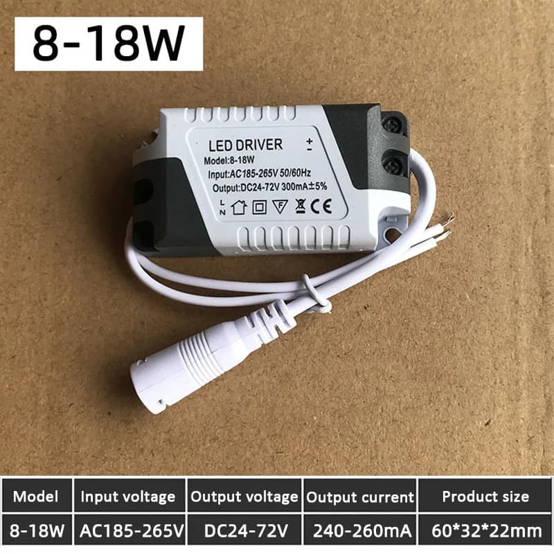 Pilote LED AC 85V-265V à DC 24V 8-24W, panneau de plafonnier, adaptateur d'alimentation, transformat