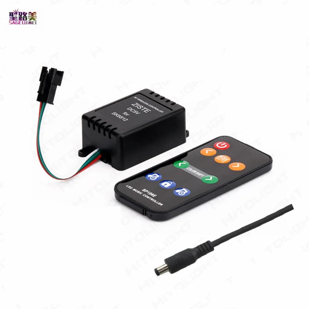 Contrôleur de musique SP106E DC 5V - 12V RF Pixel IC SPI, contrôleur LED couleur pour bande LED WS28