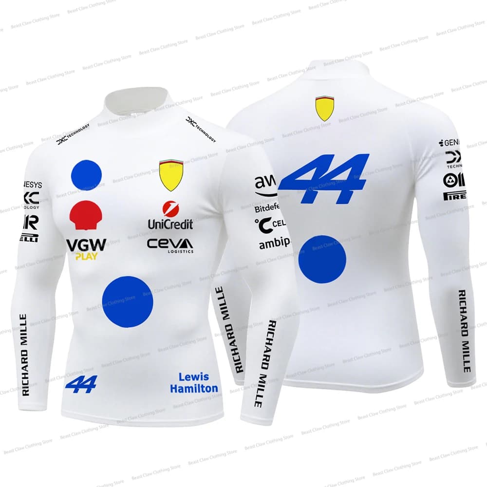 T-shirt de compression à col montant pour homme Hamilton 44, séchage rapide, pour sports de plein ai