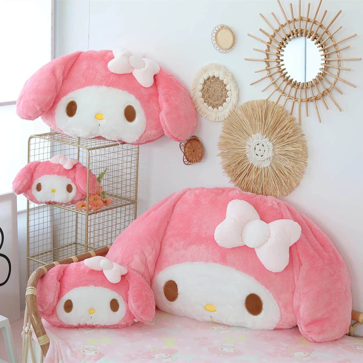 Jouet en peluche doux My Melody, oreiller de câlin de grande taille, coussin de dos confortable, jol