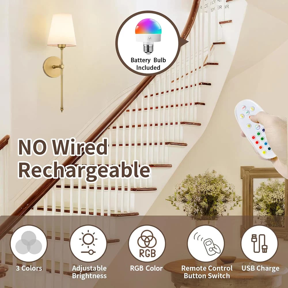 2 pièces mur LED lumières moderne Rechargeable décor appliques télécommande gradation chambre salon 