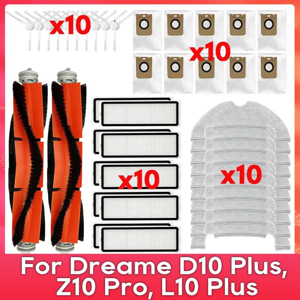 Compatible avec ( Dreame Bot D10 Plus / RLS3D / Z10 Pro / L10 Plus ) Rouleau, brosse latérale, filtr