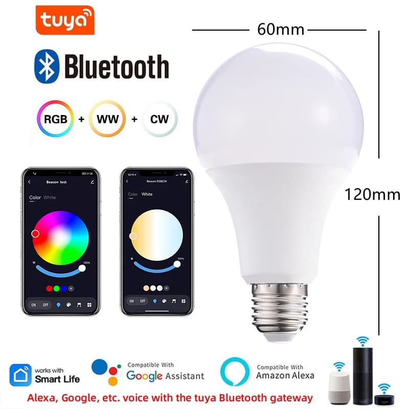 Tuya Wifi/Bluetooth ampoule intelligente Alexa lampe à LED 110V 220V E27 RGB ampoules intelligentes 