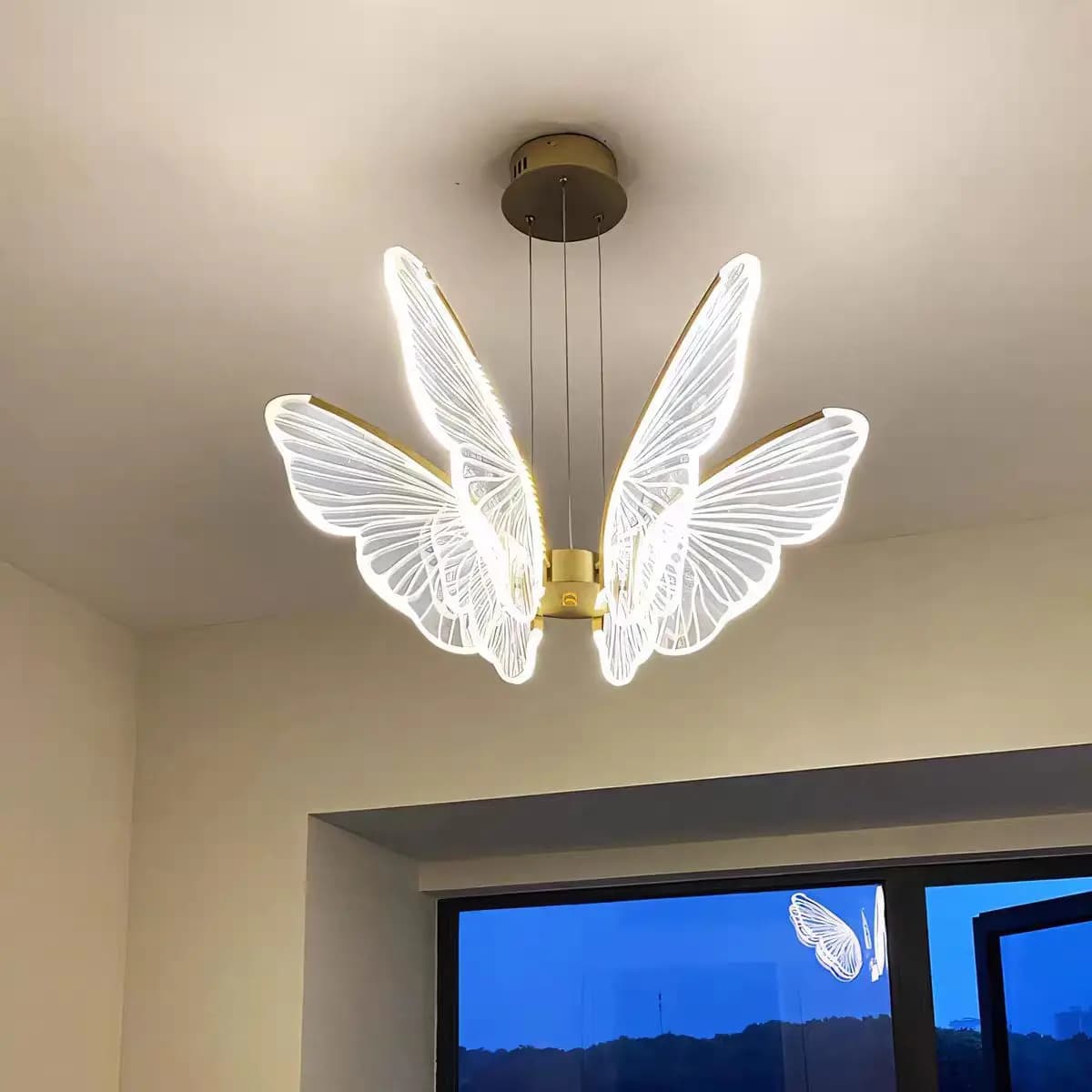 Plafonnier LED en Forme d'Anneau en Métal, Design Nordique Créatif, Art localité, Lampe Papillon en 