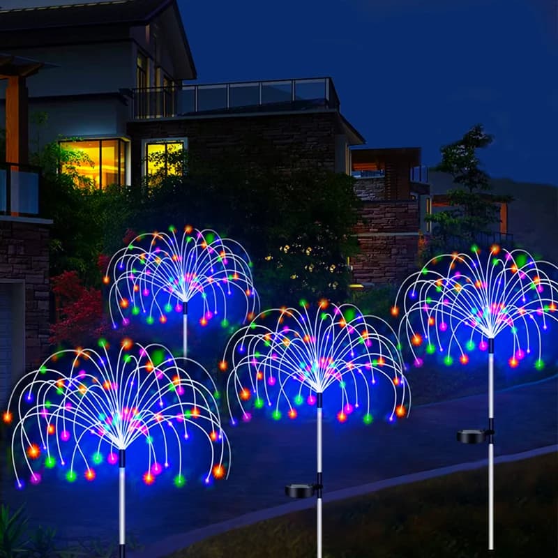 Feu d'artifice solaire LED piquet lumières extérieur jardin décor voie fée lumière étanche cour pelo