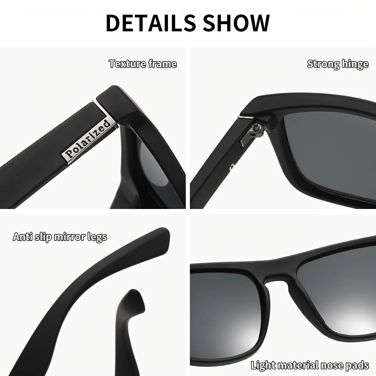 Lunettes de soleil polarisées carrées, 7 paires, Anti-éblouissement, pour fête d'été, vacances, voya