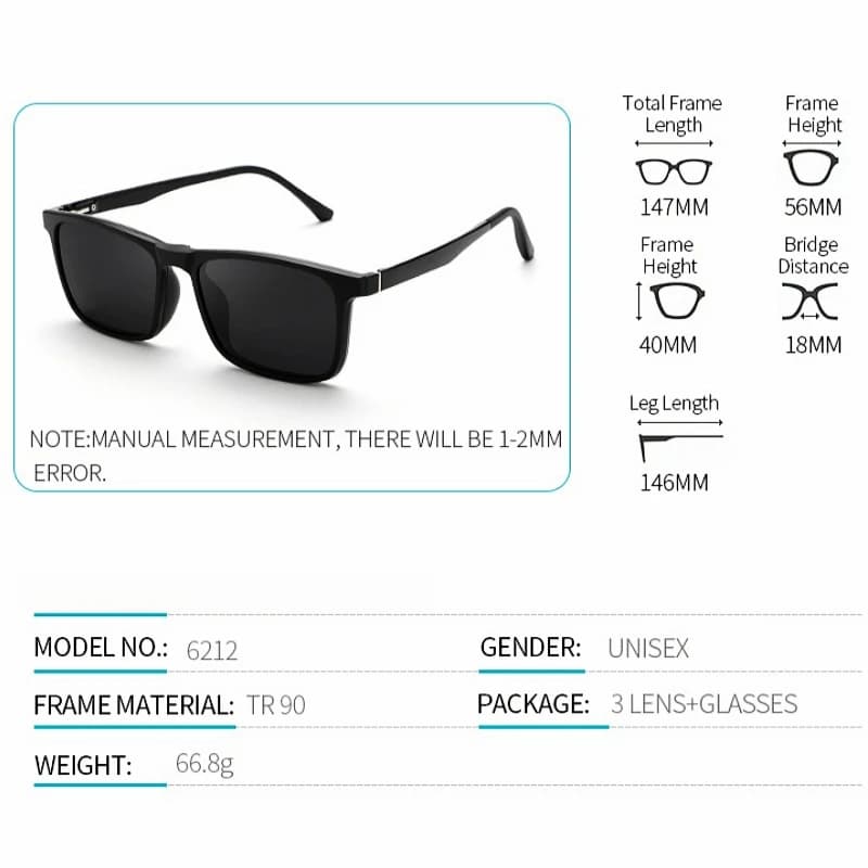 YIMARUILI mode Blg taille TR90 lunettes magnétiques polarisées à clipser femmes carré optique Prescr