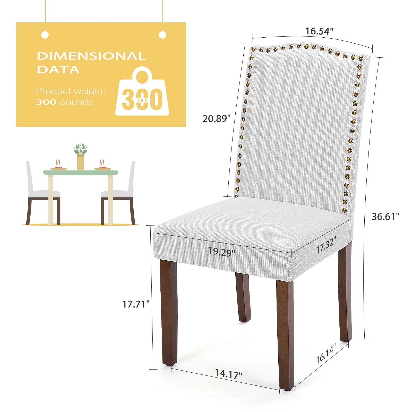 JIAN-Ensemble de chaises de salle à manger avec dossier rembourré, coussin en éponge épaissie, chais