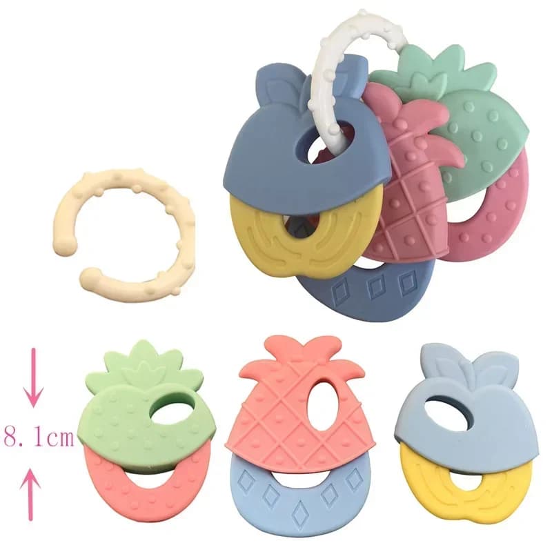 TeWindsor-Hochet de dentition en caoutchouc souple pour bébé, jouets en silicone de qualité alimenta