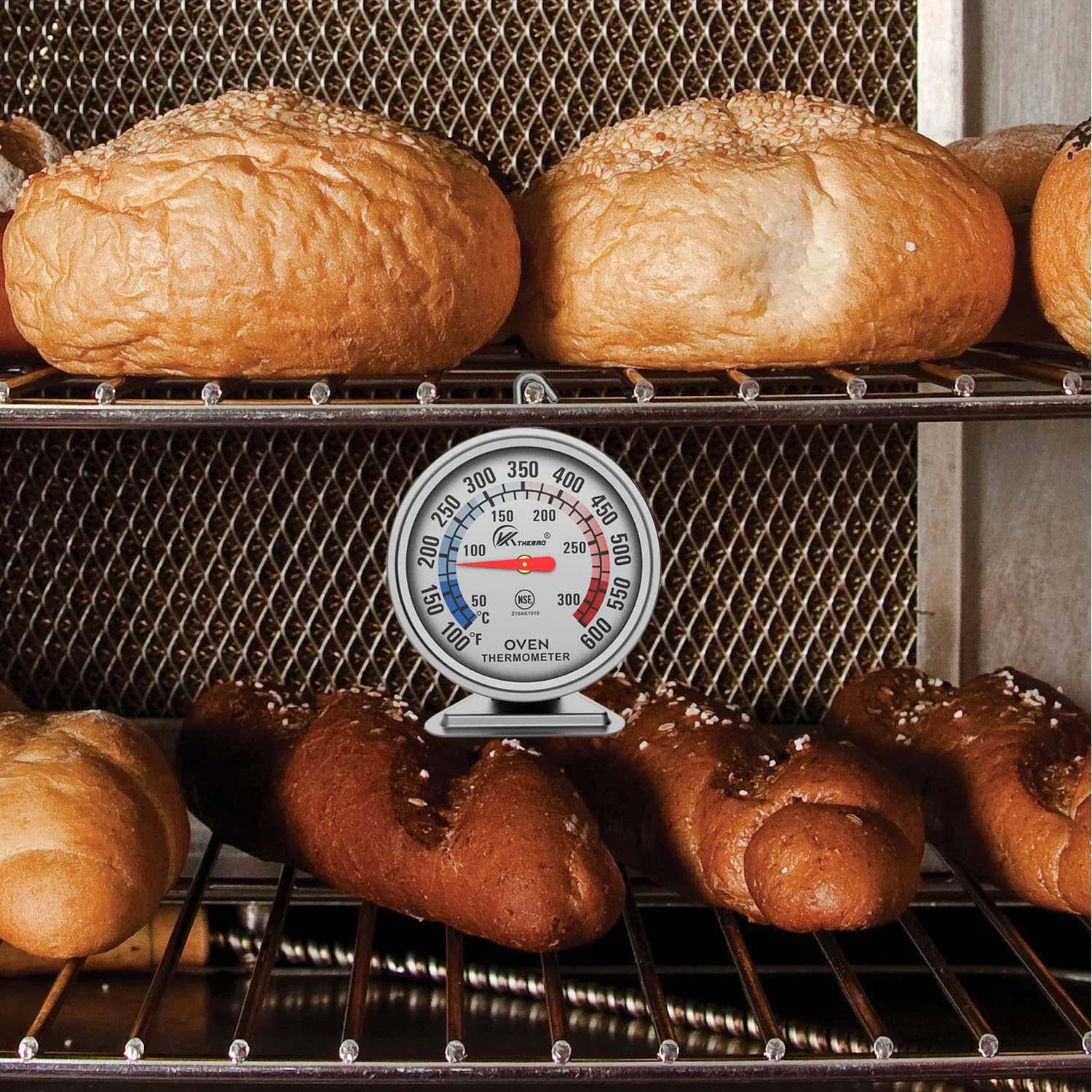 Thermomètre de four en acier inoxydable 50-300 ° C avec grand cadran et crochet – Pour la cuisson, l