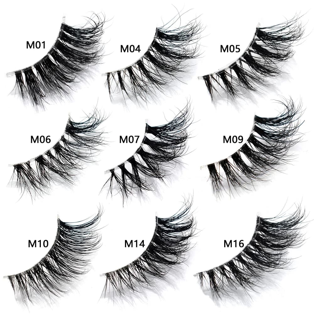 Articles en vrac 10/30/60/100 paires demi-cils de vison naturel longs moelleux vaporeux demi-cils Ex