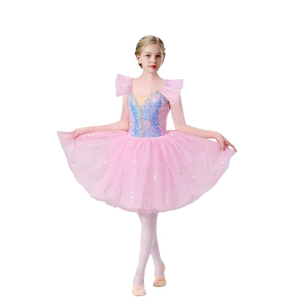 Robes de danse pour filles, robes de ballet pour enfants, robes de danse à paillettes pour filles, c