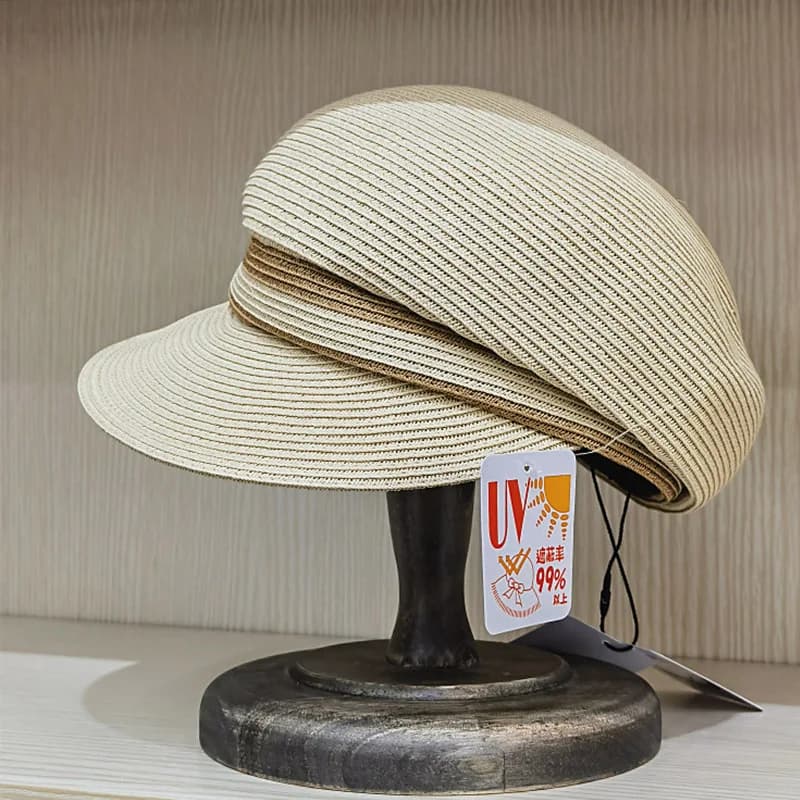 Casquette de paille de protection UV pour femme, chapeau de soleil, visière à bord, chapeau de gavro