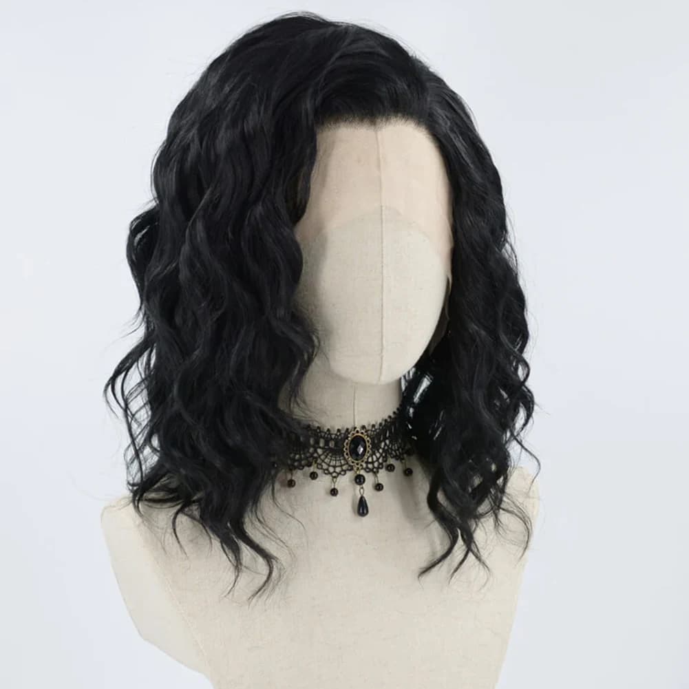 AIMEYA perruques courtes pour femmes perruque avant en dentelle synthétique vague noire Bob perruque