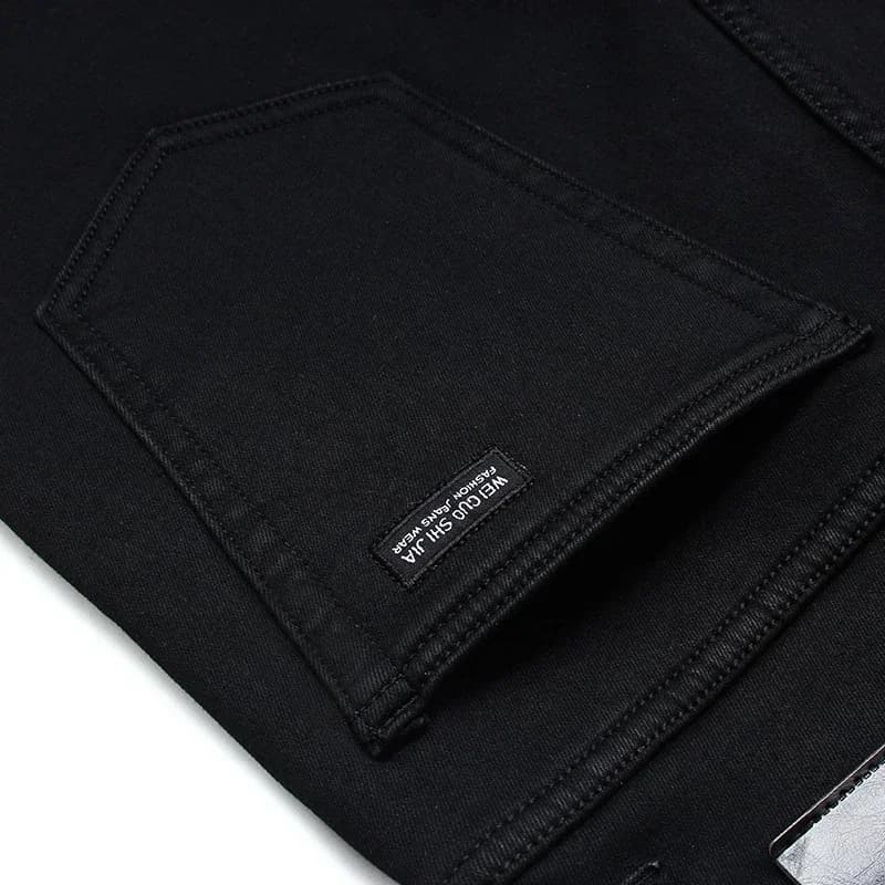 Printemps automne hommes classique marque de mode jean Homme homme doux Stretch noir Biker Masculino