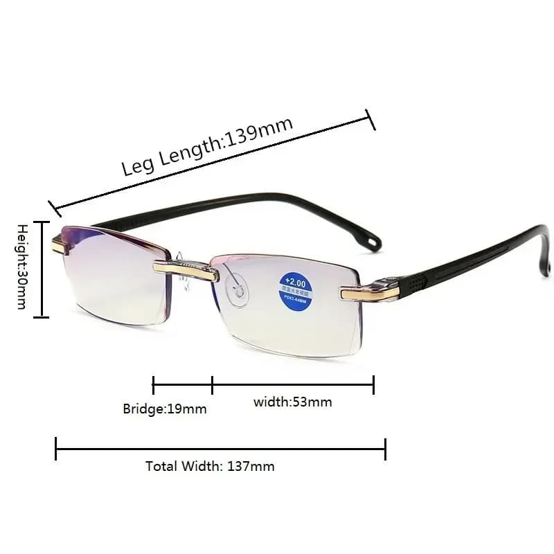 Lunettes de lecture sans bords pour hommes, classiques, Anti-lumière bleue, Vintage, presbytie, unis