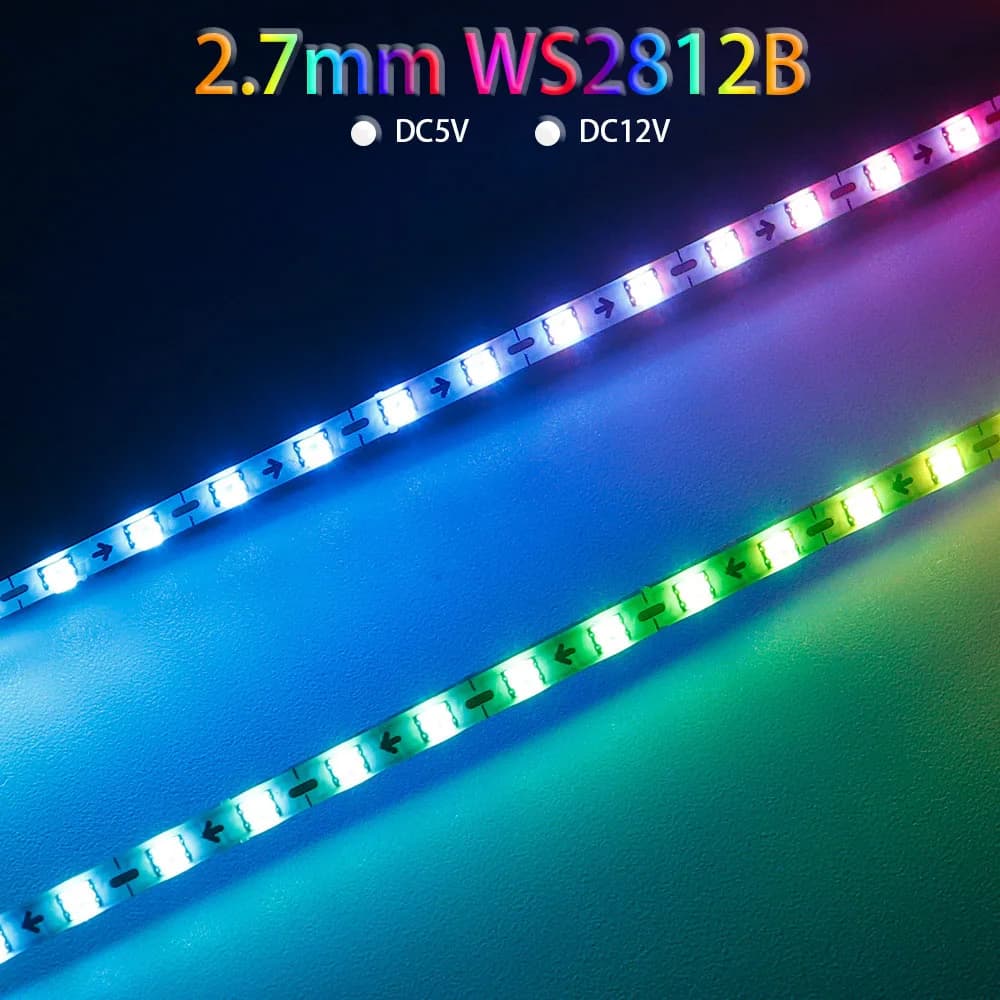 Bande lumineuse LED Ultra étroite 2.7mm WS2812B WS2812 2020 160 diodes/m adressable individuellement