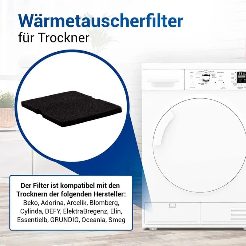 Filtre de séchage PC 6/8 pour remplacement de sèche-linge pour Beko 2964840100 , Filtre à pellicules